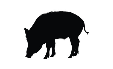 Wild boar silhouette, Boar vector icon, Forest animal graphic, Boar illustration on white background