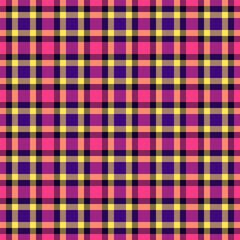 Deep textile vector background, direct seamless check fabric. Checkered plaid texture tartan pattern in dark and yellow colors.