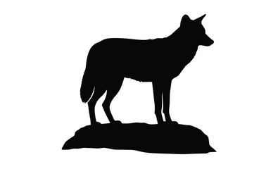 Coyote silhouette, Hand drawn coyote graphic, Forest animal illustration