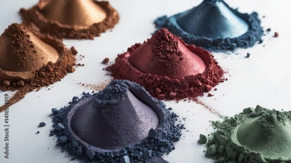 Aufkleber collection of eyeshadow samples on a backdrop. ground metallic brown eyeshadow. detailed view of a b