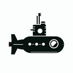 Obraz premium Submarine Periscope Silhouettes in black on a white background