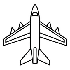 Modern jet airplane in minimal line drawing for flight themes