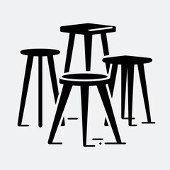 Stool Leg Silhouettes in black on a white background