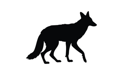 Coyote silhouette, Hand drawn coyote graphic, Forest animal illustration