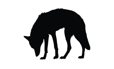 Coyote silhouette, Hand drawn coyote graphic, Forest animal illustration