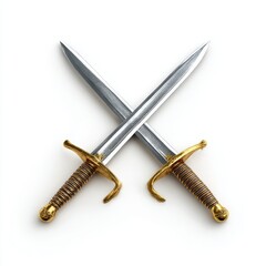 Two crossed swords isolated on white background