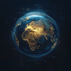 Obraz premium Cosmic surrealism artwork of a glowing world map with geopolitical ripple effects from global alliances Generative AI