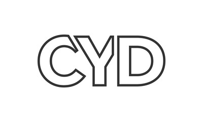 CYD logo design template with strong and modern bold text. Initial based vector logotype featuring simple and minimal typography. Trendy company identity.