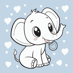 cute baby elephant holding a pacifier illustration