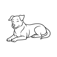 dog lying ground resting vector line silhouette