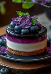 chocolate cake with pink flowers