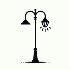 Fototapeta premium Street Lamp Post Silhouettes in black on a white background