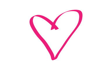 Minimal Love shape brush stock isolated on transparent background, heart PNG file