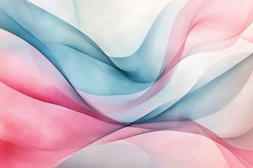 Serene dance of blush pink and teal silk, a gentle flowing abstract, soft ethereal light.