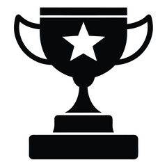 Flat trophy cup silhouette with central star in black vector design