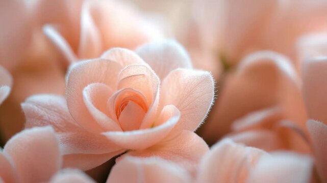 Soft focus blurred floral abstract background in tender peach fuzz hue.