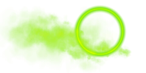 A stunningly vibrant green circular smoke effect on a transparent background, perfect for various design projects