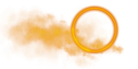 An abstract design featuring an orange circle enhanced with smoke effects on a beautifully transparent background