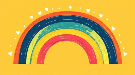 Obraz premium Abstract rainbow graphic design, cheerful color palette, simple shapes, children's artwork