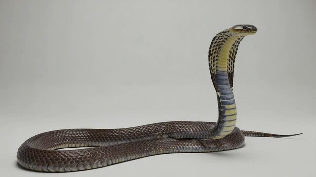 Cobra Snake Studio Shot, upright posture, neutral background, suitable for educational or wildlife use