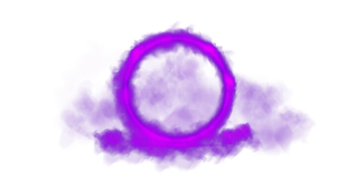 A vibrant, swirling purple smoke ring that radiates a mystical aura against a transparent background