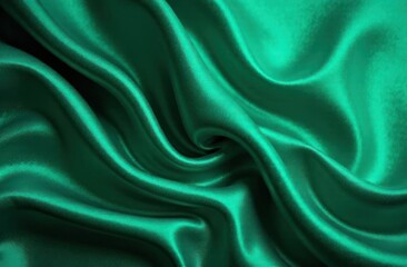 Obraz premium smooth, emerald green fabric flowing peacefully in gentle light - concept of textile design, fashion industry, luxury brand