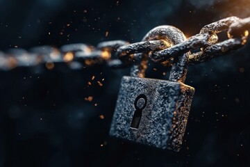 Exploring the Future of Blockchain Security: A Lock on a Chain Represents Digital Resilience and Protection