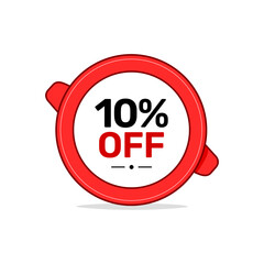 Red 10 percent off vector illustration for promotions and offers