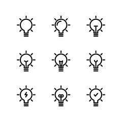 Light bulb icon set. Bulb icons. Light icon.