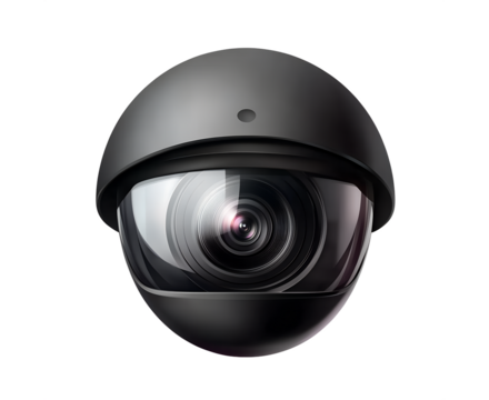 isolated PNG sleek smart home security camera modern design black on white transparent background
