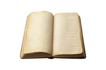 Open notebook isolated on transparent background
