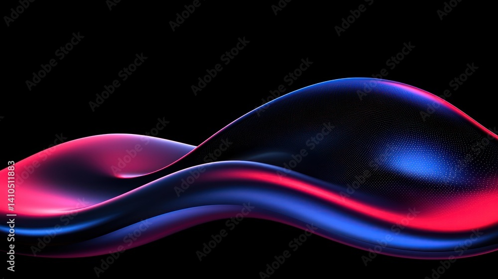Poster smooth flowing abstract forms with vibrant colors on a dark background