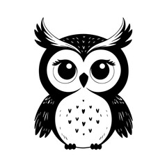 Wild owl line art vector black and white elegant owl design.Black and white owl tattoo style illustration.Vector ready.