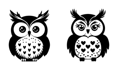 Black and White Owl Vector illustration . Unique Owl vector silhouette design.