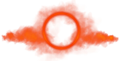 A vibrant depiction of an orange sun radiating warmth, surrounded by swirling smoke on a transparent background © Orange Sky