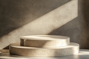 minimalist interior with round podiums concept of modern simplicity and elegance