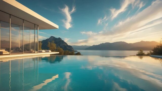 Stunning nighttime view from a home featuring an infinity pool