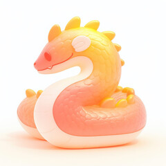 Fototapeta premium Colorful inflatable dragon toy on a white isolated background.