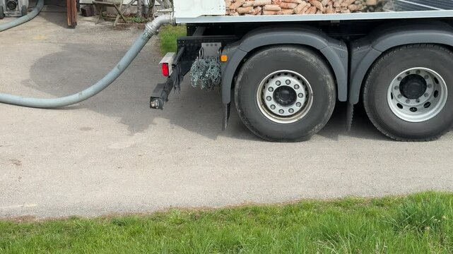 modern truck delivering wood pellets