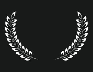 White Laurel wreath vector icon art design on black background