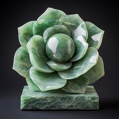 Obraz premium Elegant jade flower carving with smooth texture and intricate detailing