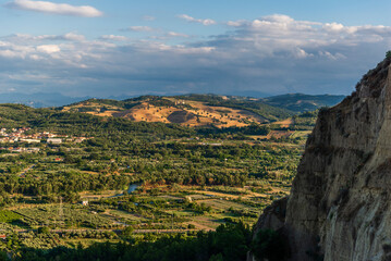 Fototapeta premium rural countryside landscape during a sunny summer day inside Val d'Agri, Basilicata