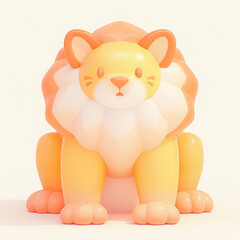 Naklejka premium Cute and colorful cartoon lion with a friendly expression on a white isolated background.
