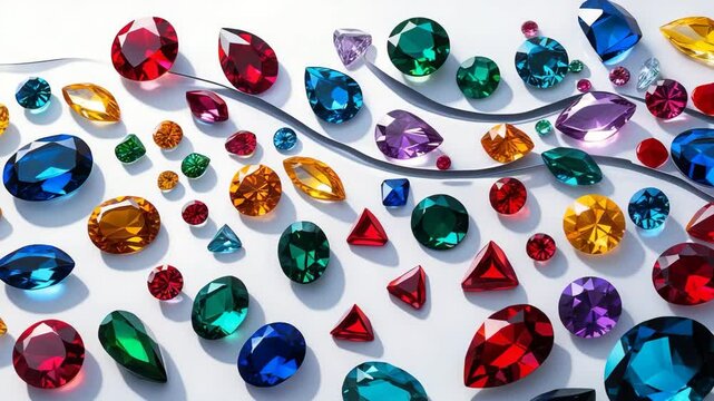 Diverse assortment of vibrant real gemstones.