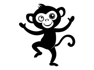 Cute Monkey Dancing Silhouette Vector & SVG