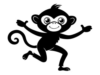 Cute Monkey Dancing Silhouette Vector & SVG