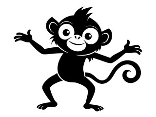 Cute Monkey Dancing Silhouette Vector & SVG
