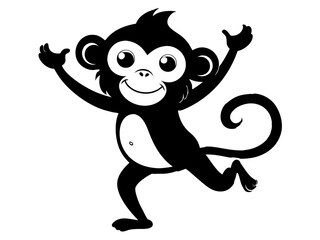 Cute Monkey Dancing Silhouette Vector & SVG