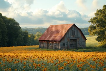 red barn in the field
