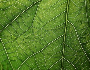 Fototapeta premium Close-up of green leaf veins displaying detailed natural patterns